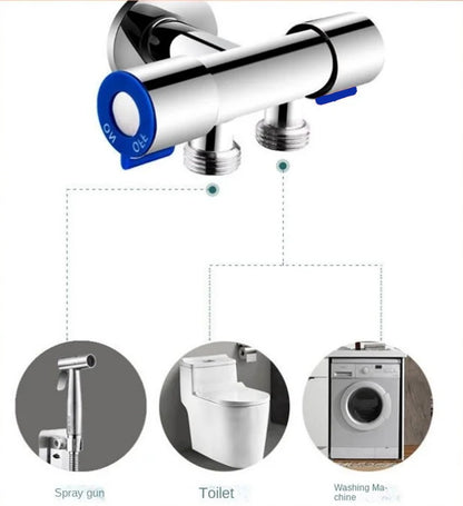Válvula Angular de Aço Inoxidável Água Fria Simples 1 Entrada 2 Saídas para Banheiro, Vaso Sanitário, Máquina de Lavar, Torneira de Água com Saída Dupla