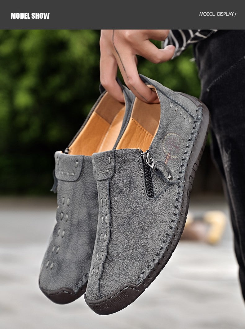 Handmade Leather Men Shoes Casual Slip On Loafers Breathable Leather Shoes Men Flats Hot Sale Moccasins Outdoor Shoes Plus Size