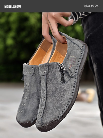 Handmade Leather Men Shoes Casual Slip On Loafers Breathable Leather Shoes Men Flats Hot Sale Moccasins Outdoor Shoes Plus Size