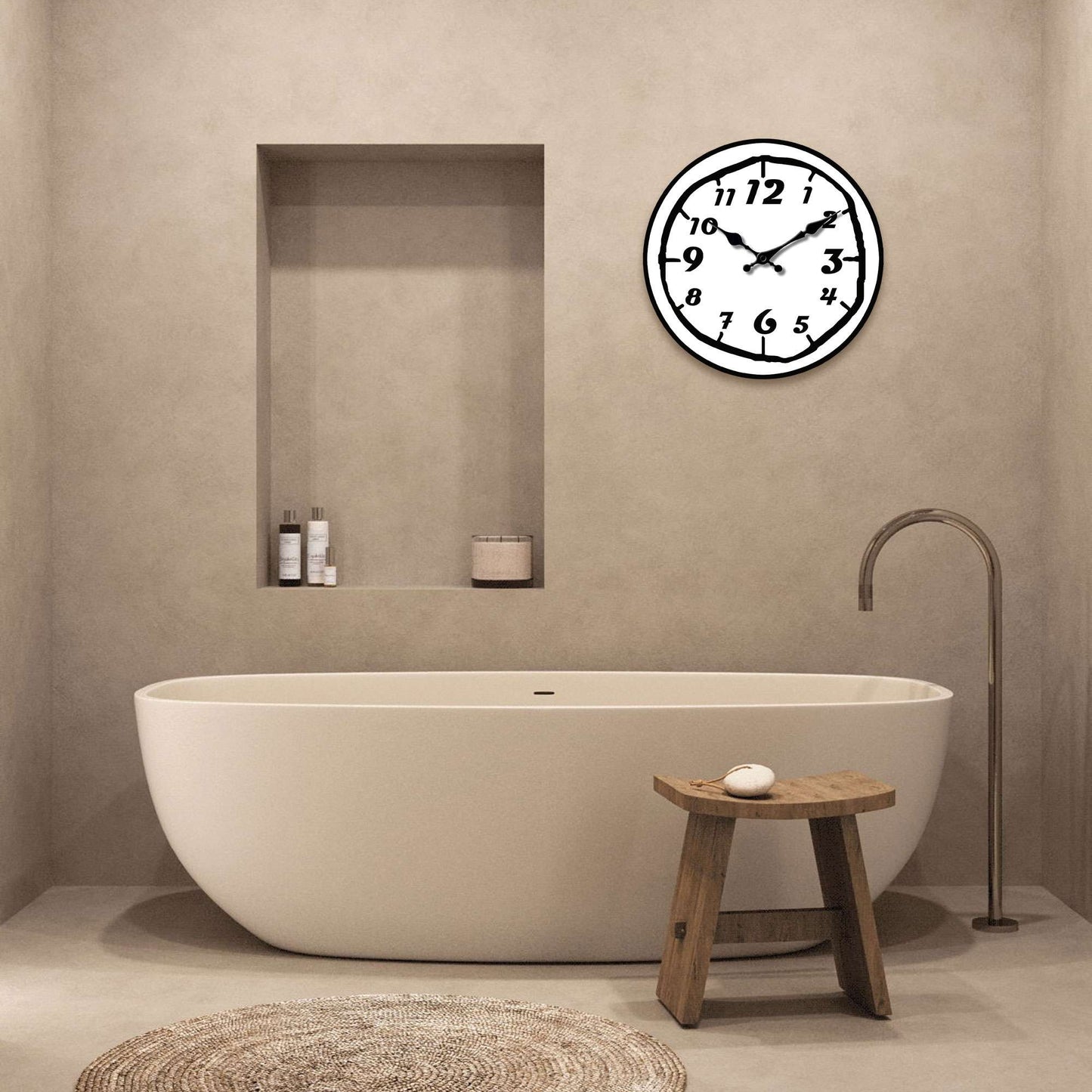 1pc wooden wall clock, modern simple Arabic art digital design wall clock, home mute clock, for living room bedroom, room decora