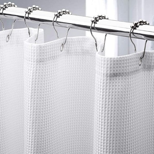 Cortina de Chuveiro de Tecido Minghe, Cortina de Chuveiro de Banheiro de Pano Resistente, Cortina de Chuveiro de Poliéster Waffle 230 gsm