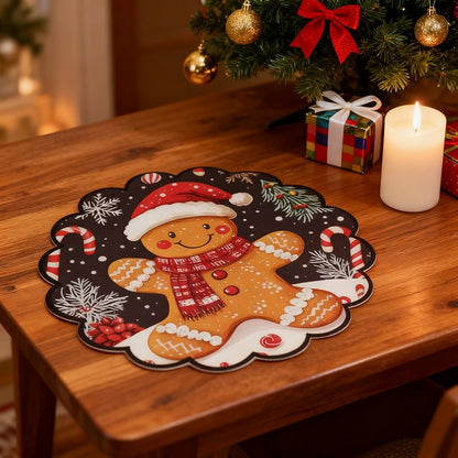 4pcs Christmas Placemats Dinner Table Cloth Plates Mat Resistant Table Mats Place Mat Christmas Party Tablecloth Decoration