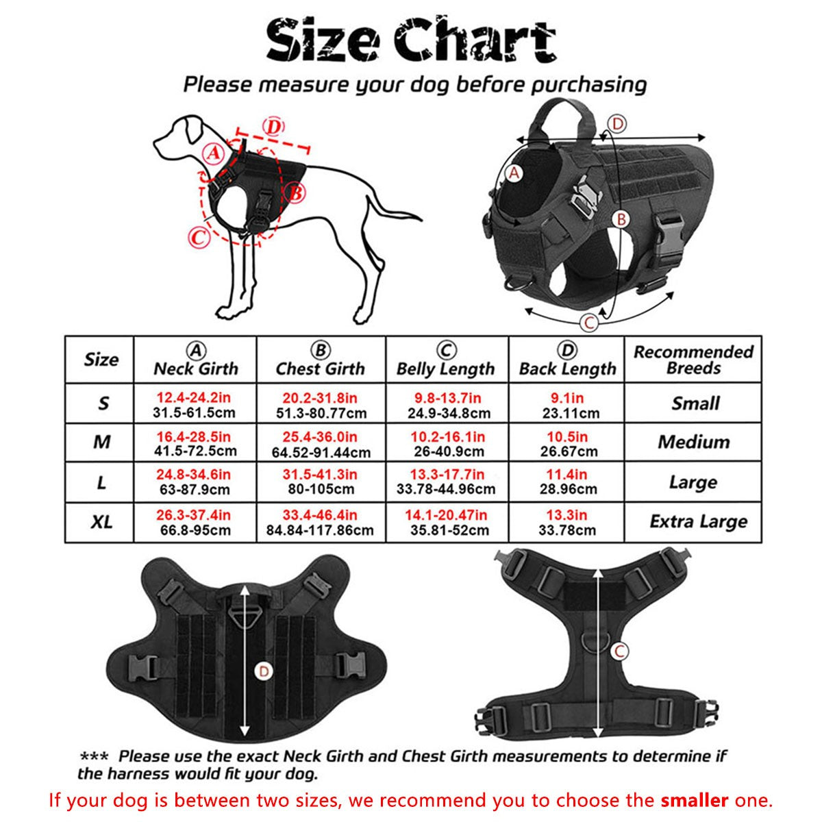 Coleira Peitoral Tática para Cães com Alça e Bolsas Molle para Cães de Porte Médio e Grande, Colete Militar de Treinamento para Pets, Coleira Ajustável para Cães de Serviço