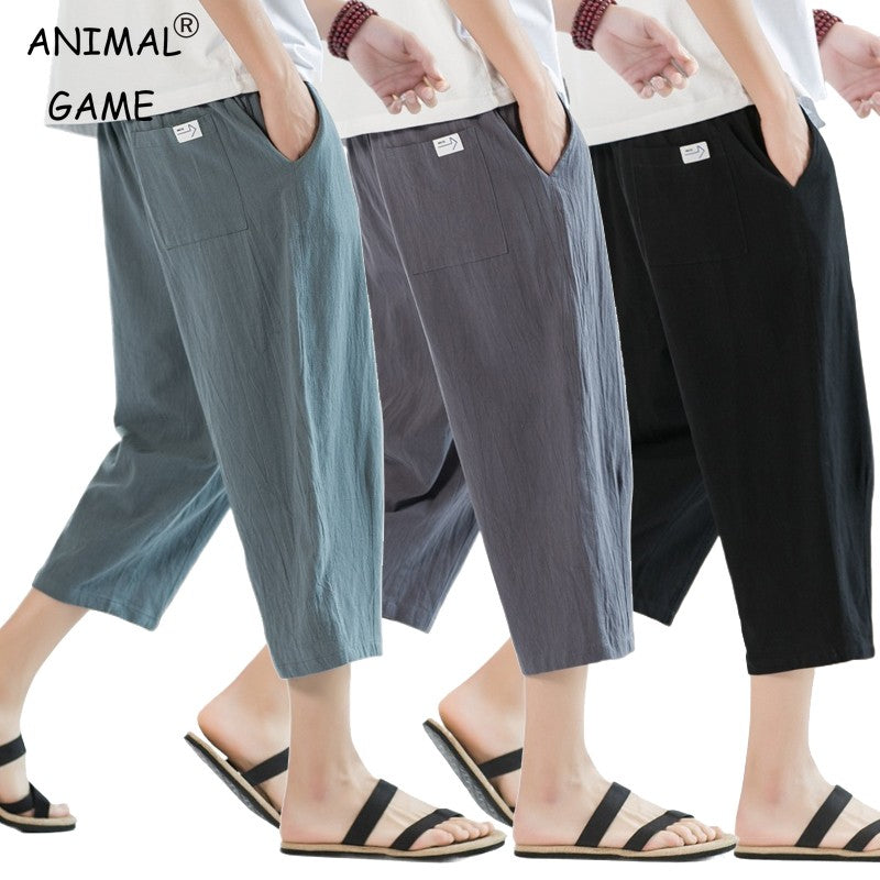 Summer Mens Cotton Casual Shorts Lightweight Straight Pants Solid Gym Sweatpants Fifth Beach Short Pants Outdoor Streetwear