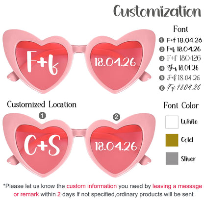 12-120Pcs Custom Wedding Sunglasses Personalised Heart Shaped Sunglasses Wedding Party Favors for Guest Date Initials Custom