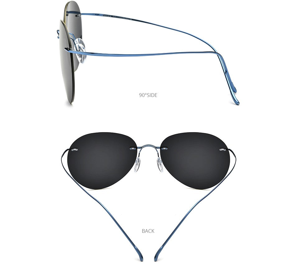 FONEX Titanium Rimless Sunglasses Men Ultralight Frameless Austria Pilot Aviador Polarized Sun Glasses for Women Shades 85695