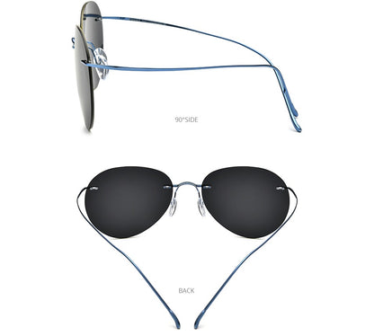 FONEX Titanium Rimless Sunglasses Men Ultralight Frameless Austria Pilot Aviador Polarized Sun Glasses for Women Shades 85695