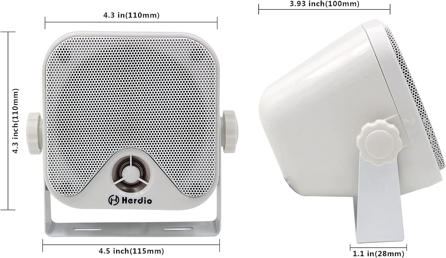 Alto-falantes Bluetooth marinhos à prova d'água Herdio 4" 100W para serviço pesado, montados em superfície para trailer, minicarregadeira, quadriciclo, UTV, RZR, carrinho de golfe