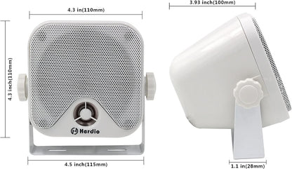 Alto-falantes Bluetooth marinhos à prova d'água Herdio 4" 100W para serviço pesado, montados em superfície para trailer, minicarregadeira, quadriciclo, UTV, RZR, carrinho de golfe