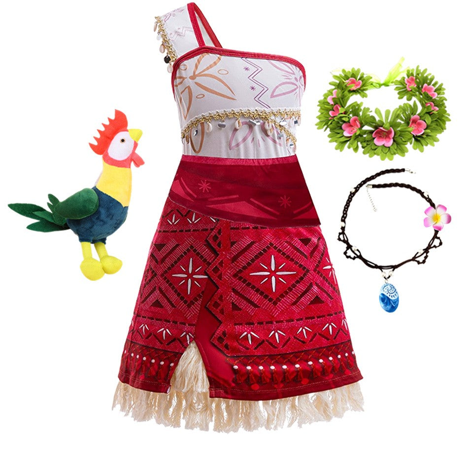 Girls Halloween Cosplay Moana Dress Ocean Adventure Role Play Costume Vaiana Princess Boys Maui Costume Vestidos Party Dress