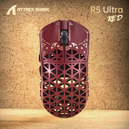 ATTACK SHARK R5 Ultra Wireless Gaming Mouse 39g Lightweight Carbon Fiber 8K Polling PAW3950MAX 42000 DPI Tri-Mode Esports Mouse