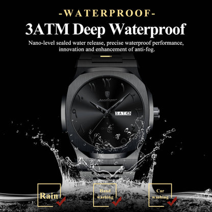 POEDAGAR Fashion High Quality Men Clock Date Week Waterproof Watch For Man Quartz Stainless Steel Luxury Men's Watches Reloj+Box