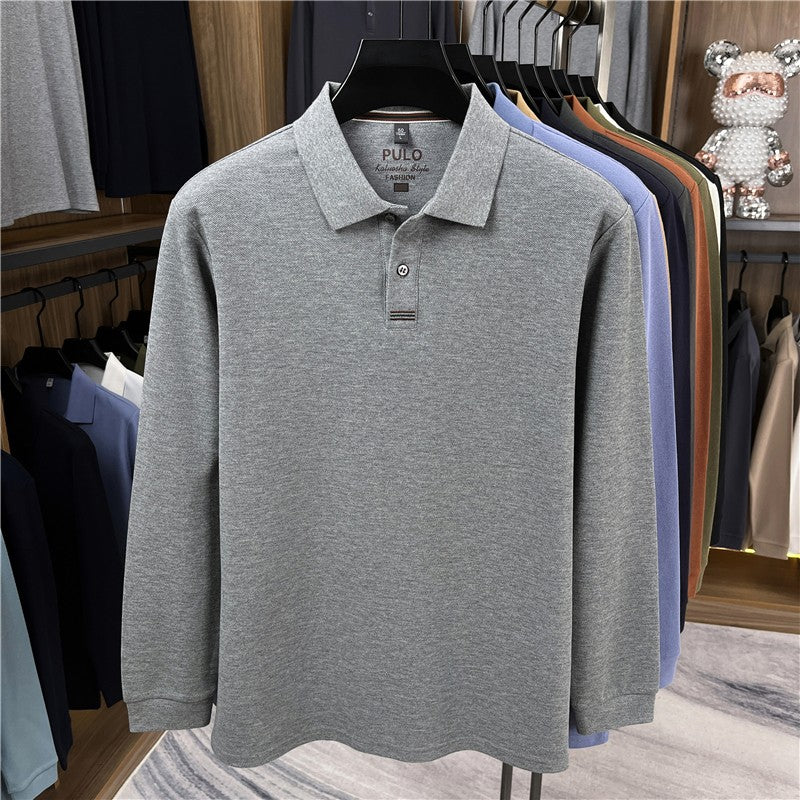 100Cotton Original Quality Men's Polo Shirt Simple Front Embroid Long Sleeve Autumn Lapel T-Shirt Business Casual Trend Menswear