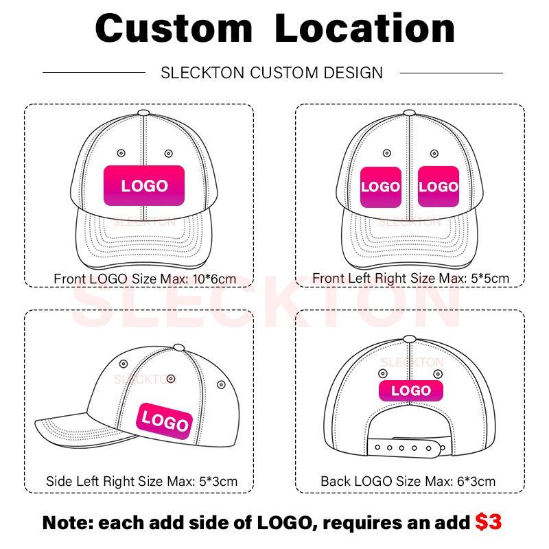 Boné de beisebol SLECKTON personalizado com logotipo bordado, secagem rápida para proteção no verão, design respirável e à prova d'água, estampa de imagem DIY