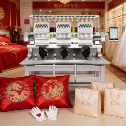 Multi Function 1204 4 Heads 15 Needles Industrial Automatic Computerized 3D Home Use New 1200 RPM Motor Cap Embroidery Machine