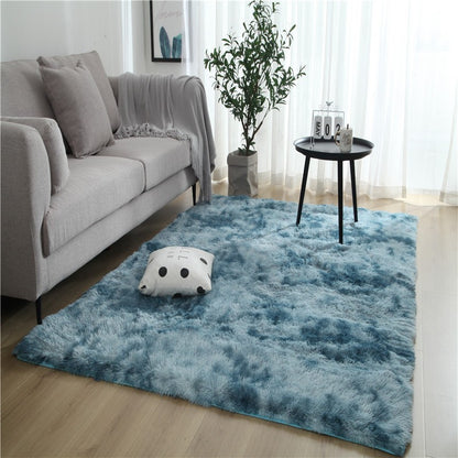 VIKAMA Tie-dyed Fluffy Carpets For Living Room Decor Bedside Rug Warm Plush Floor Mats Children's Room Play Mats Furry Carpet