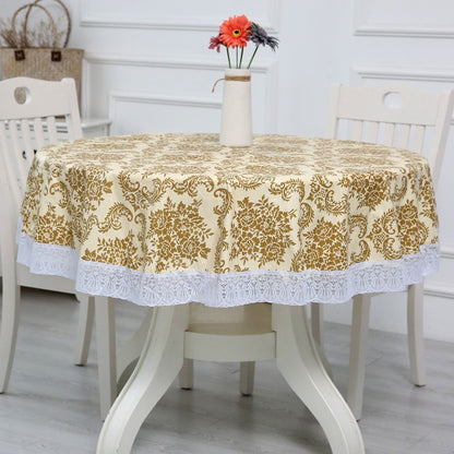 137/152/180/200/220cm 7Colors Oil-proof Flower Grid Round Table Cloth Waterproof Party Festival Surface Cover Picnic Blanket
