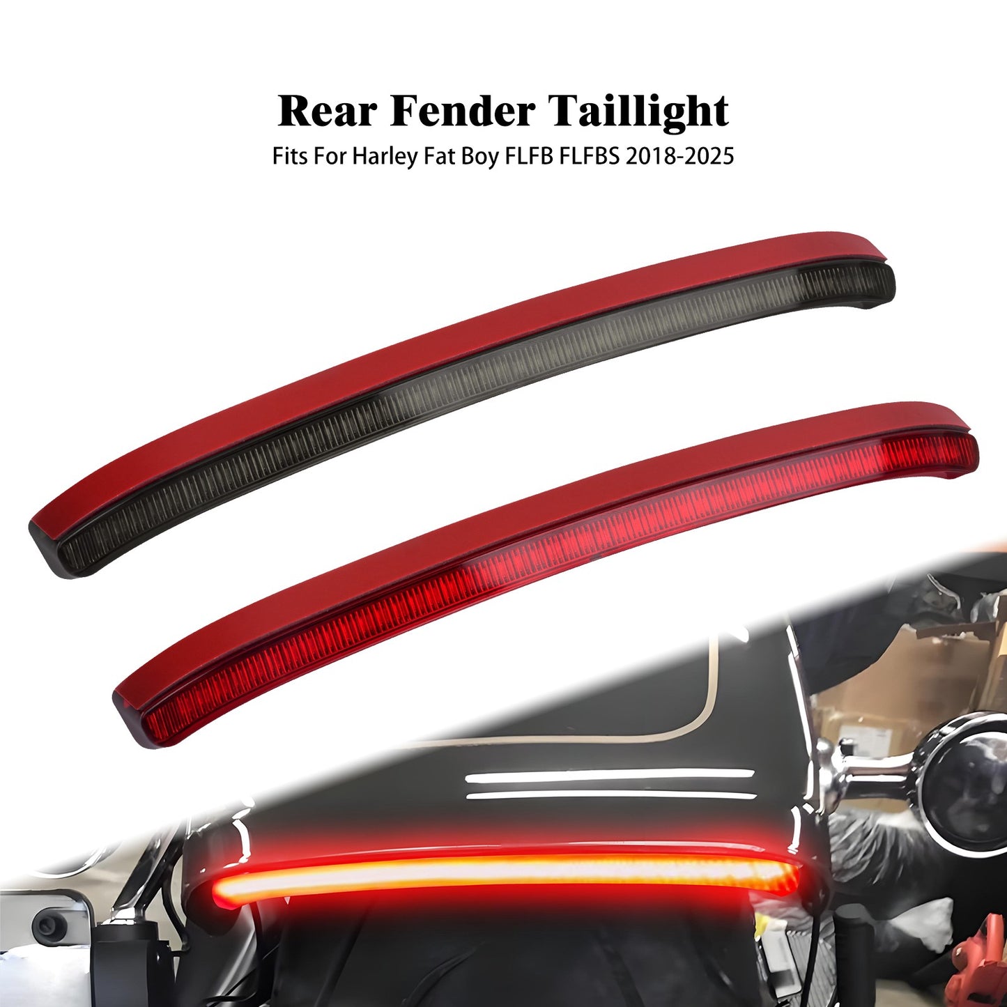Motorcycle LED Light Rear Fender Turn Signal Brake Indicator For Harley Softail Fat Boy FLFB FLFBS 18-25 Taillight Running Lamp
