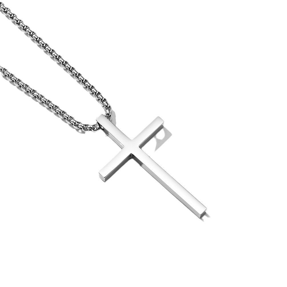 Colar com Pingente de Cruz em Aço Inoxidável 2 Peças para Homens Aço Titânio Corrente de Corda Torcida Gargantilha Feminina Joias de Moda Punk