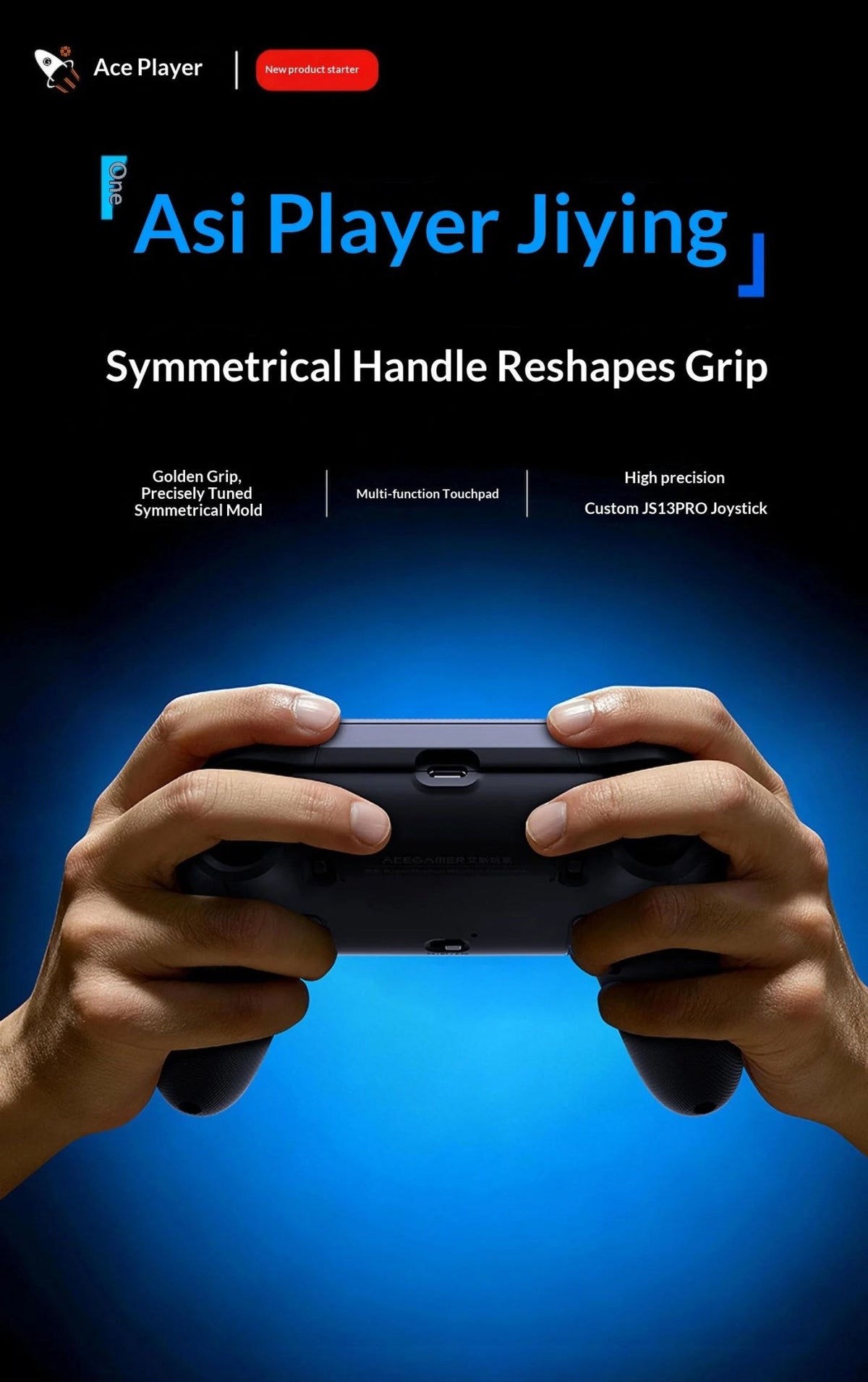 AceGamer Hyper Shadow D4 Gaming Controller Wireless Bluetooth TMR Joystick Customizable Buttons for PS4/Pc/Steam/Switch2 Game