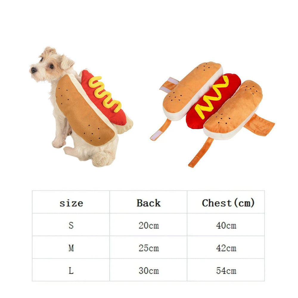 Fantasia Divertida de Cachorro de Halloween em Formato de Cachorro-Quente para Dachshund Salsicha Roupa Ajustável de Estimação Acessório para Vestir Gato Fantasia de Festa