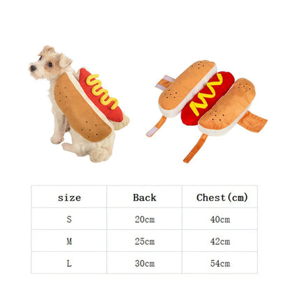 Fantasia Divertida de Cachorro de Halloween em Formato de Cachorro-Quente para Dachshund Salsicha Roupa Ajustável de Estimação Acessório para Vestir Gato Fantasia de Festa