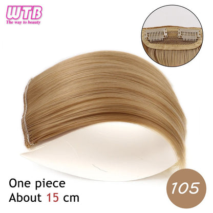 Almofadas de cabelo sintéticas invisíveis sem costura, clipe de uma peça com 2 clipes, aumentam o volume do cabelo, extensões de cabelo, aplique de cobertura superior lateral