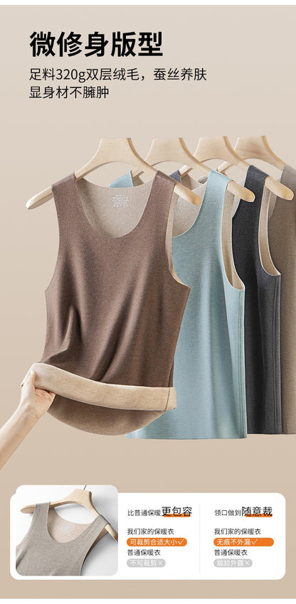 Comfortable Bamboo Fiber Thermal T Shirt Men Tank Top Wool High Quality Seamless Undershirt Winter Men's Warm Fleece Underwear