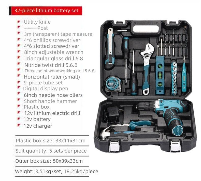 Conjuntos de Ferramentas Elétricas de Furadeira de Alta Potência Ferramentas Automotivas Ferramentas de Combinação Multifuncionais para Reparo Kit Caixa de Ferramentas para Reparo Automotivo