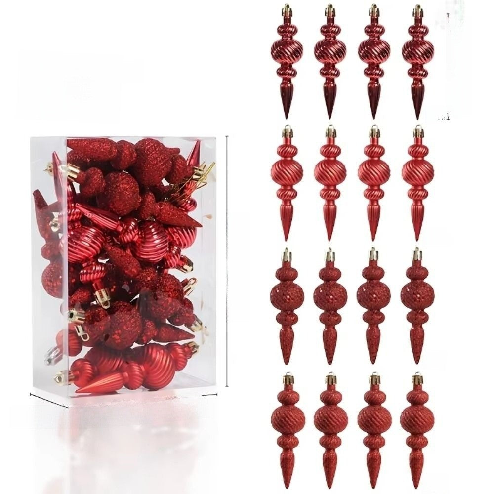 16Pcs 16Pcs/Box Christmas Hanging Balls Special Shaped Gold Powder Xmas Tree Party Decorations with Hanging Rope