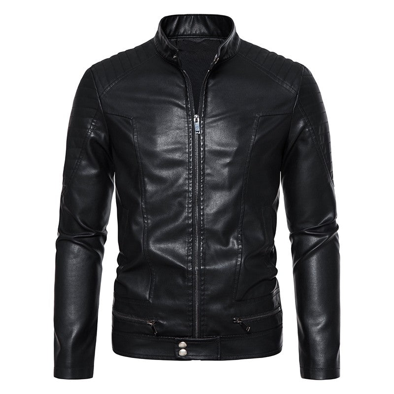 TRAF Leather Men's Youth Trend Autumn And Winter New Slim Korean Version Of Handsome Men's Autumn Coat Leather Jacket Men