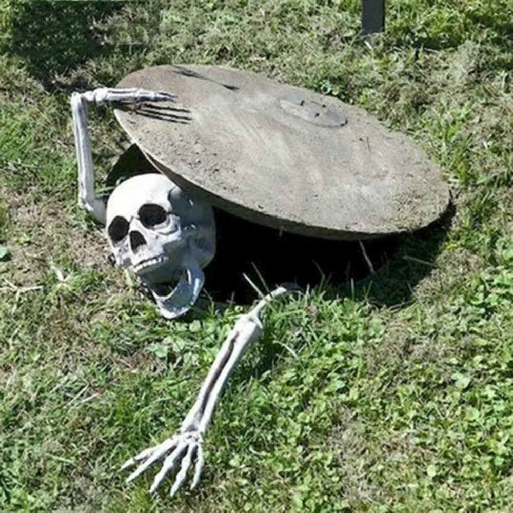 Halloween Skull Skeleton Head Realistic Human Hand Arms for Halloween Party Home Garden Lawn Decor Haunted House Horror Props