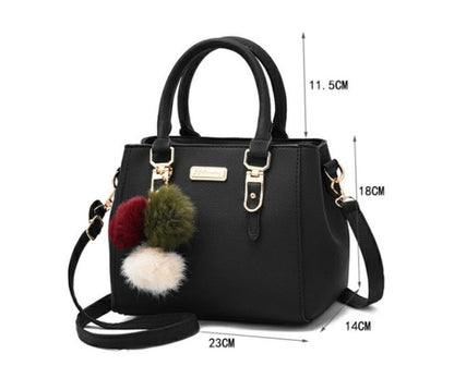 Fashion Women Hairball Shopper Totes Solid Color PU Leather Large Capacity Handbag Ladies Luxury Designer Crossbody Shoulder Bag