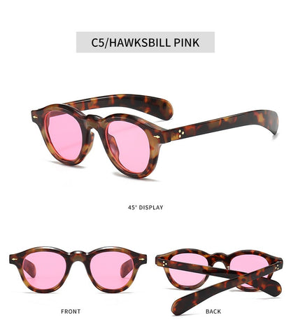 Óculos de sol pequenos redondos da moda femininos retrô com lentes transparentes Ocean Shades UV400 masculinos com rebites estilo punk