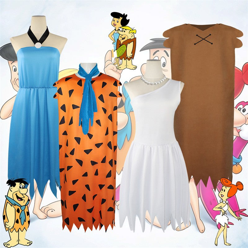 Modern Primitive Adult Fred Wilma Barney Betty Cosplay Costumes Top Dress Accessories Performance Halloween Carnival Outfits