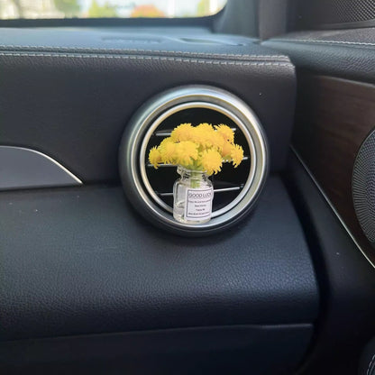Enfeites de clipe de saída de ar do console central do carro, flores simuladas, clipe de carro, enfeites de vaso de vidro de jasmim, respira bebê para meninas, decorações