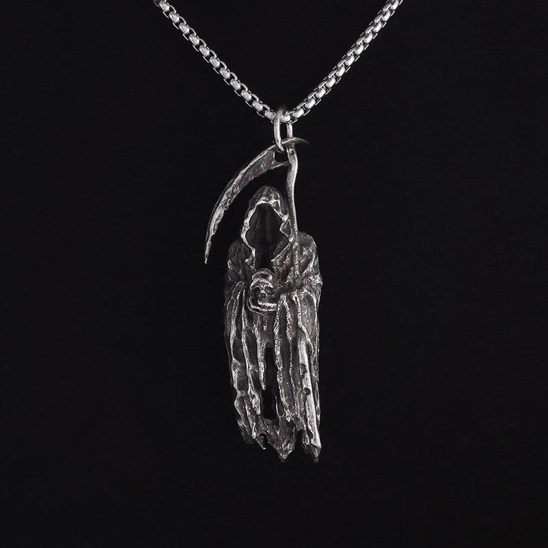 Colar Pingente Ceifador da Morte Gótico Misterioso Diabo Masculino Personalidade Punk Retro Halloween Joias da Moda