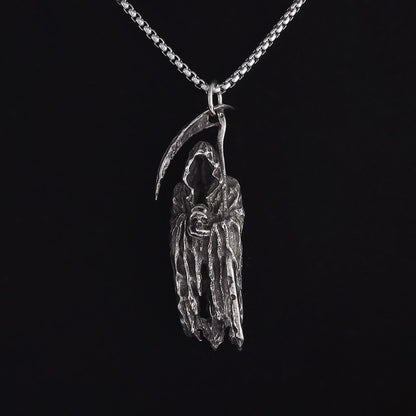 Colar Pingente Ceifador da Morte Gótico Misterioso Diabo Masculino Personalidade Punk Retro Halloween Joias da Moda
