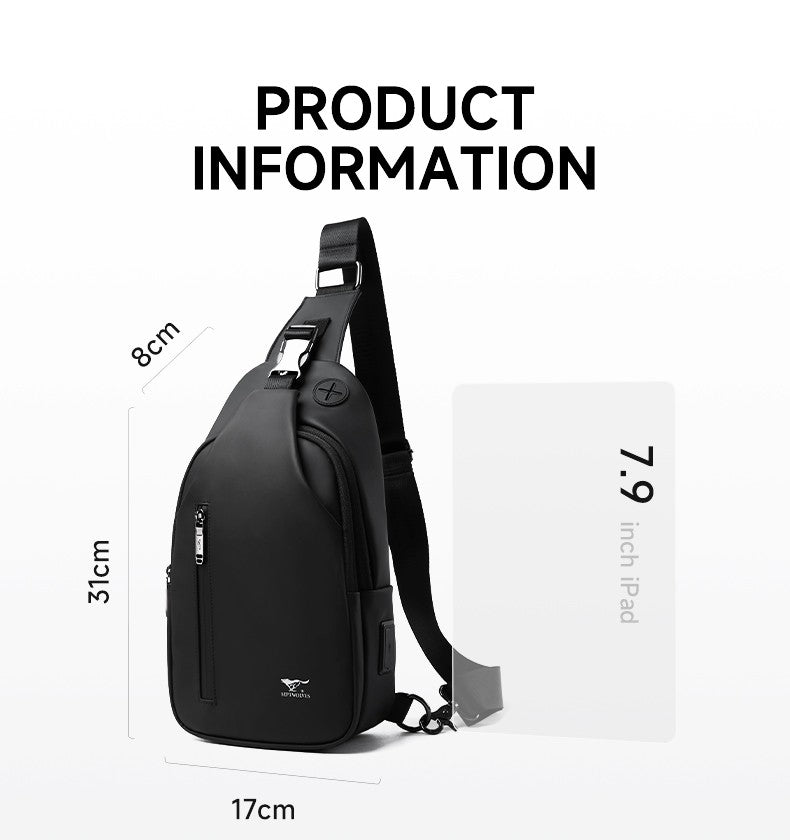 Septwolves Business Thin Printed Leather Crossbody Sling Bag Man Fashion Casual Travel Monogram Print Fabric iPad Shoulder Bag