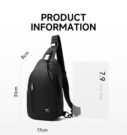 Septwolves Business Thin Printed Leather Crossbody Sling Bag Man Fashion Casual Travel Monogram Print Fabric iPad Shoulder Bag