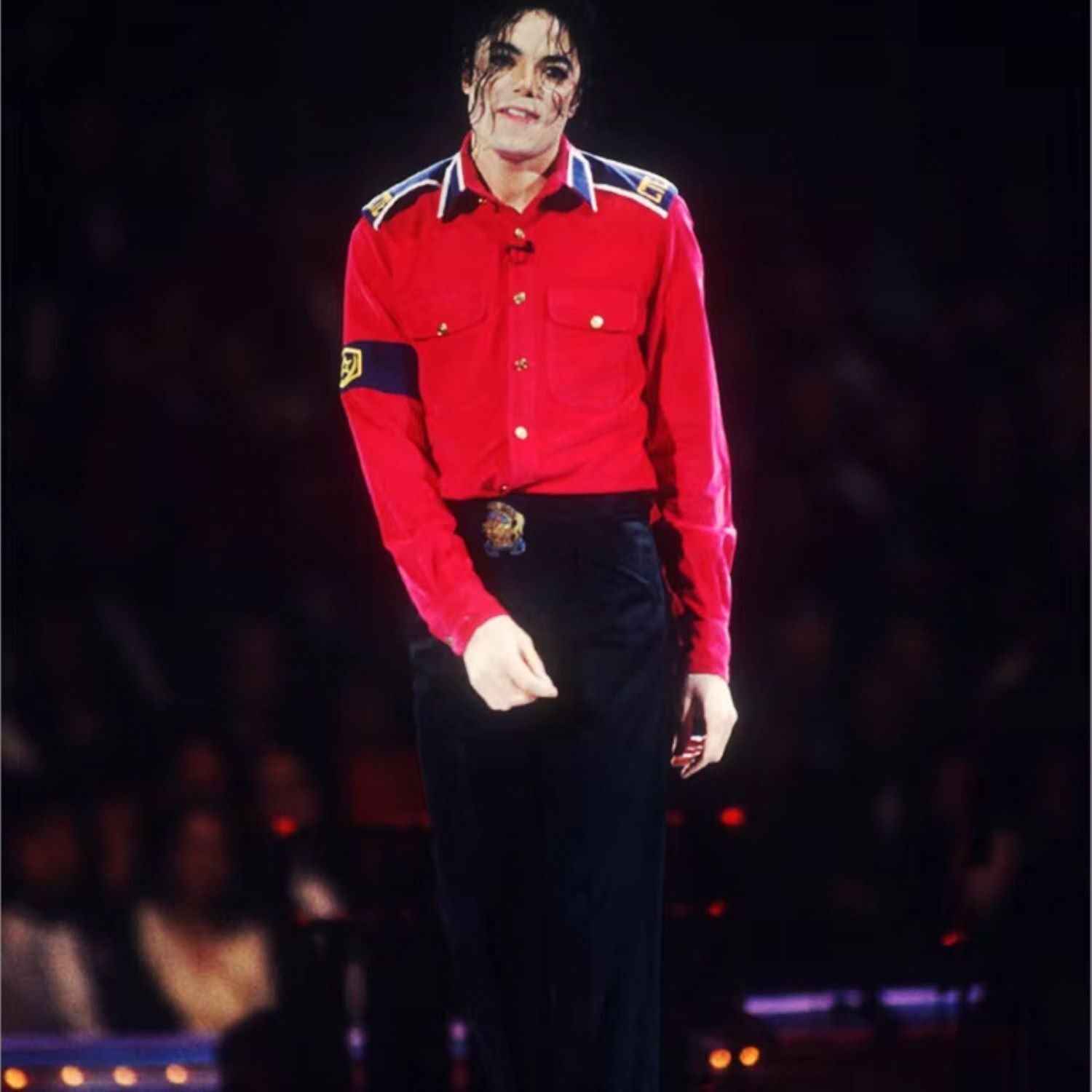 Michael Jackson Impersonator RetroCTEAntiWar Patch EmbroideredShirt Men's Military Style Long SleeveButtonDown Shirt Collectible