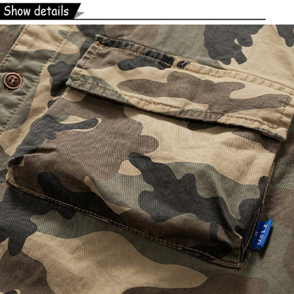 New Men Spring Long Sleeve Camouflage Cargo Casual Lapel Blouses Men High-Quality Design Outdoors Brand Clothing Shirt Male Coat