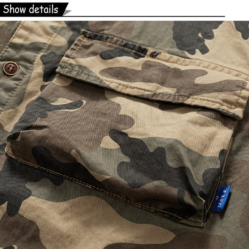 New Men Spring Long Sleeve Camouflage Cargo Casual Lapel Blouses Men High-Quality Design Outdoors Brand Clothing Shirt Male Coat