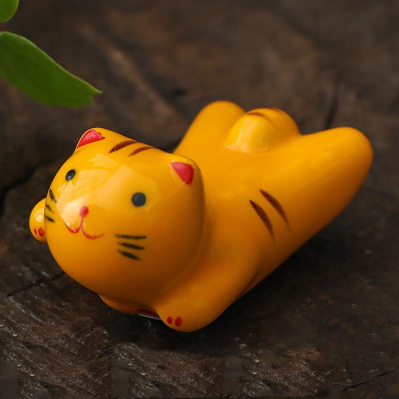 Descanso para Hashi em Formato de Gato de Cerâmica Suporte para Talheres de Cozinha Descanso para Colher Garfo Almofada Suporte de Armazenamento