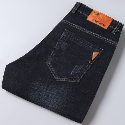 New Men Light Luxury Stretch Slim Fit Pants Comfortable Soft Business Fashion Straight Casual Denim Trousers Male Brand Clothing