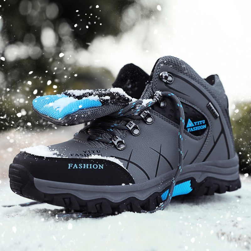 Botas de Neve Masculinas de Inverno Impermeáveis de Couro Tênis Super Quentes Botas Masculinas Botas de Caminhada ao Ar Livre Sapatos de Trabalho Tamanho 39-47