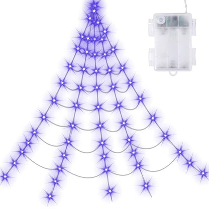 8 Modes Halloween Spider Web Lights Glow Waterproof LED Spider Net Triangle Hanging Scary Giant Spider Party