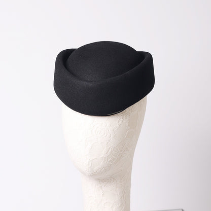 FS Vintage Winter Wool Pillbox Hats Black White Church Hat For Women Elegant Formal Tea Party Wedding Bride Cap Chapeau Femme