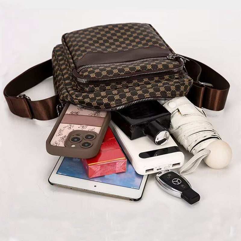 Men's and women's combined color single-shoulder bag, suitable for travel and photography, PU small bag