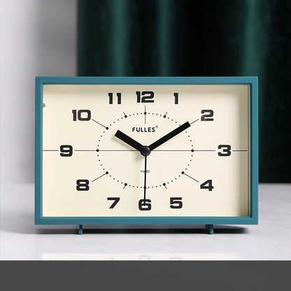 1PC Retro Small Alarm Clock Desktop Ornament Elderly Silent Square Living Room Table Clock Desktop Home Decoration